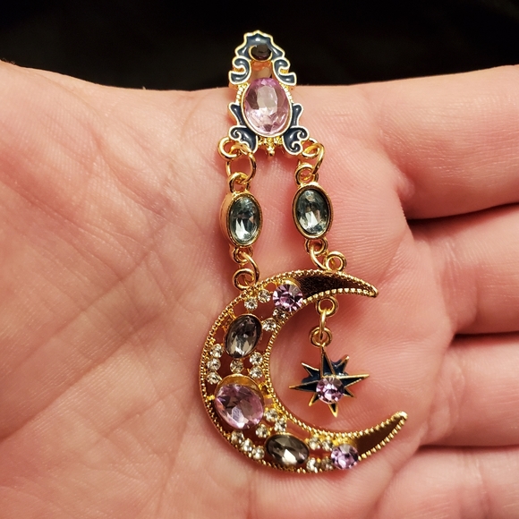 Celestial Stone & Crystal Dangle Earrings - Picture 4 of 9